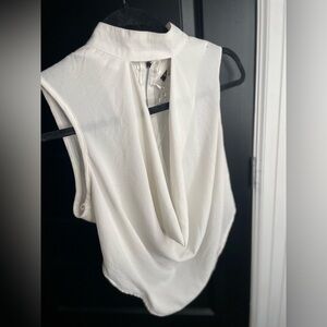REVAMPED PREMIUM COLLECTION white top with choker. Jewelry attached. mix fabric